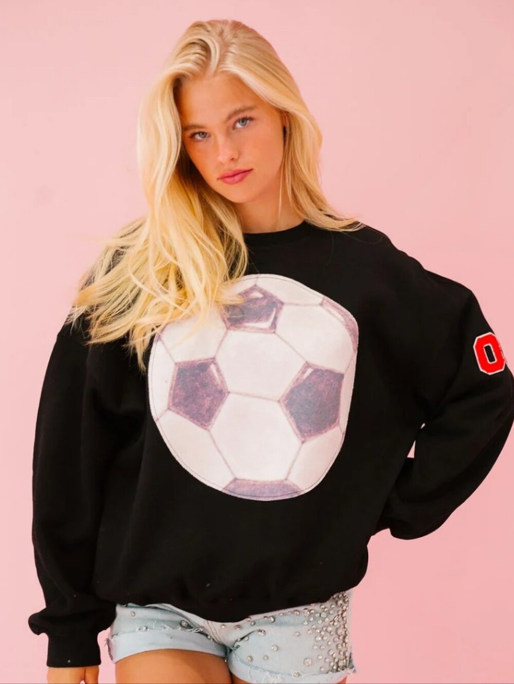 Judith March CUSTOM SOCCER PATCH NUMBER PULLOVER Size Large